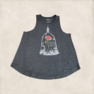 Disney Grey Vintage Beauty and the Beast Enchanted Rose Graphic Tank Top